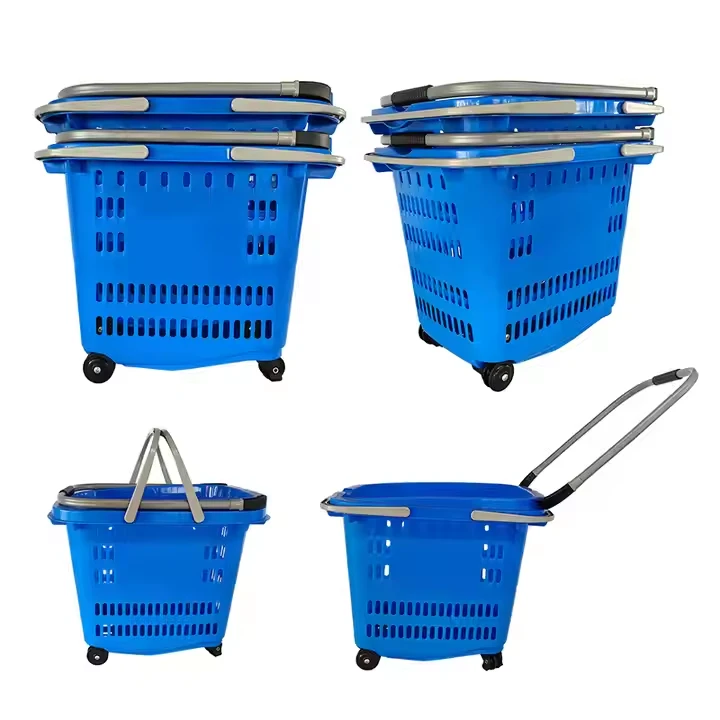Plastik 50L xarid qilish g'ildirakli savat